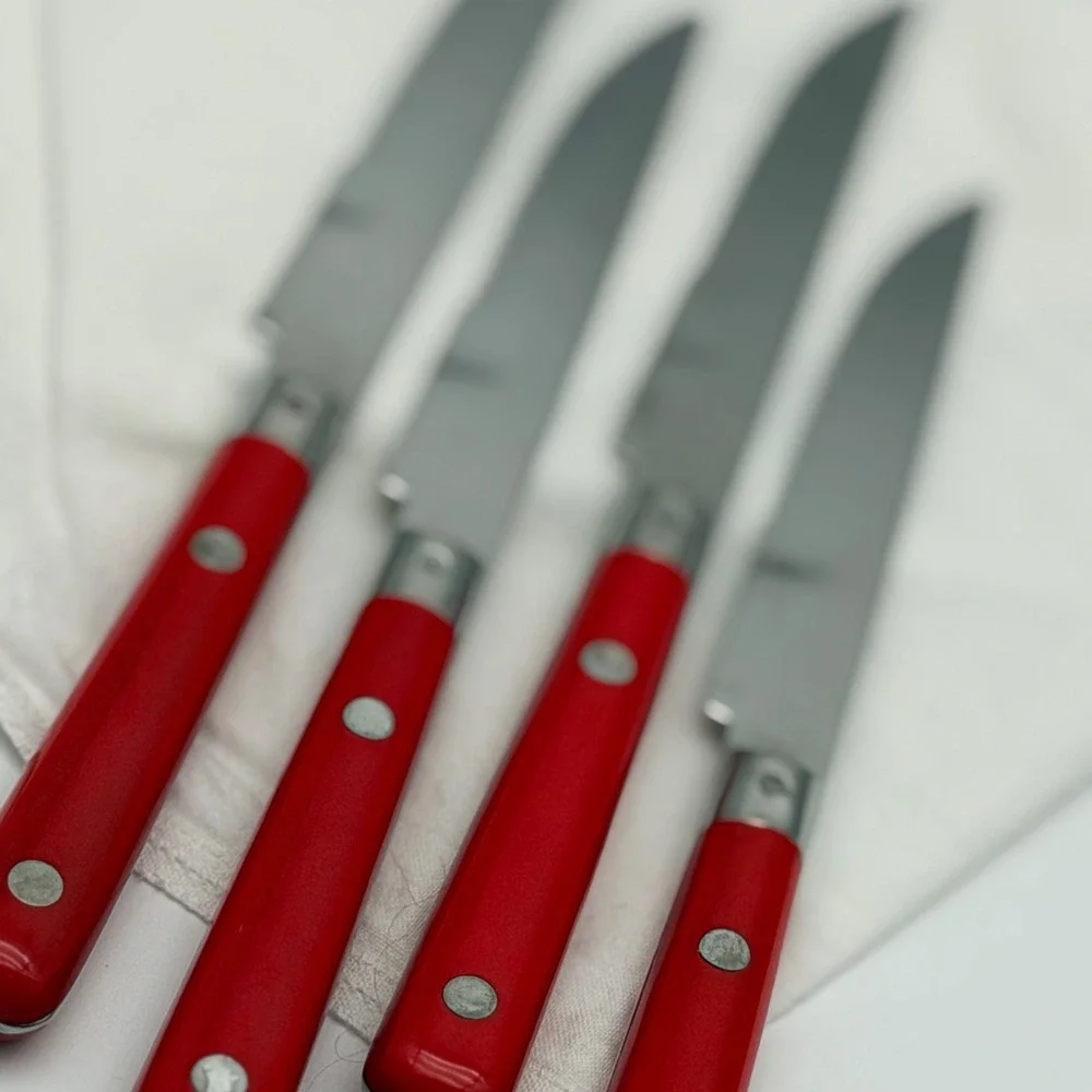 W.F. Mardi Gras Red Steak Knife Set of 4 Stainless Steel Serrated Korea Bistro